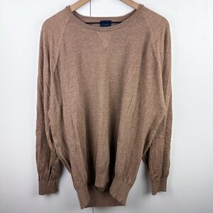 Good Man Brand 100% Merino Wool Crew Neck Sweater Tan Brown Lightweight Mens XXL